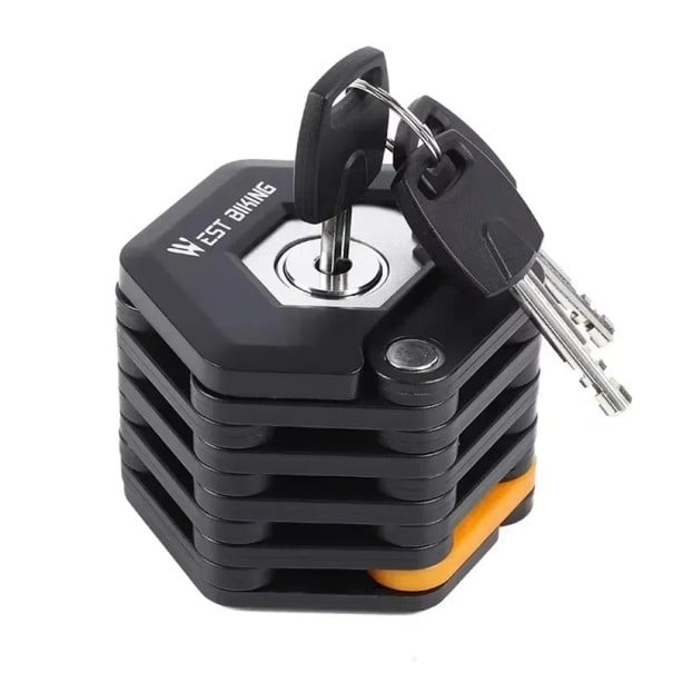 Skládací zámek na kolo řetězový 78 cm kompaktní skládací konstrukce slitina zinku a ocel černý bezpečnostní zámek proti krádeži 1