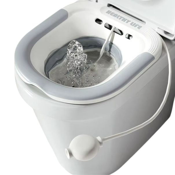 Skládana toaleta 35 x 39 x 12,5 cm Umywalka dla kobiet w ciąży Pielęgnacja pacjentów z hemoroidami Wanna z wężem Opryskiwacz typu bidet szary