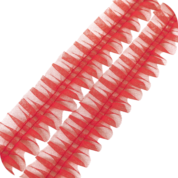 Skládaná tylová sieťovaná krajka 5 cm x 1 m Dekoračná tylová stuha na šitie zdobenie odevov sukne svadobných dekorácií a kreatívnu tvorbu červená