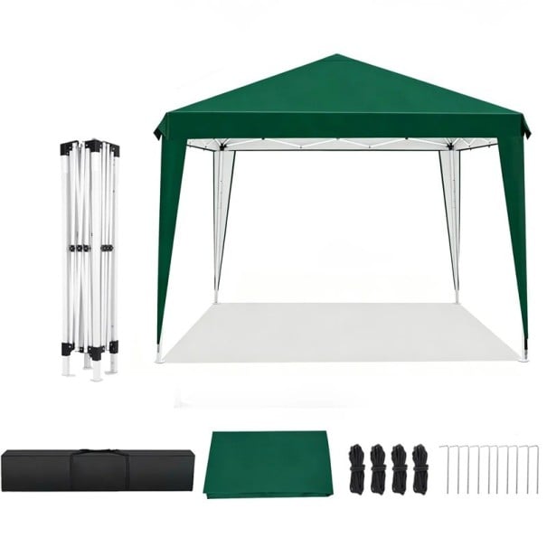 Składany altan ogrodowy wodoodporny z ochroną UV i regulowaną wysokością rozmiar 3 x 3 m zielony