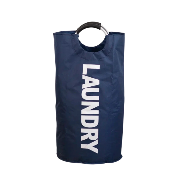 Skládany kosz na pranie z aluminiowymi uchwytami 73 x 38 cm materiał Oxford czarny kosz na pranie do łazienki i sypialni niebieski