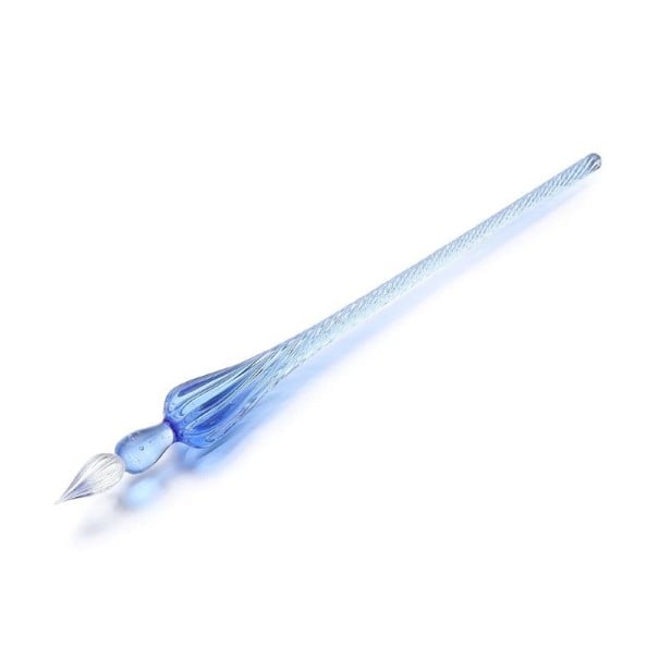 Skleněné namáčecí pero vintage styl 17,8 cm sklo 0,7 mm hrot kaligrafické psaní podpisy kreslení inkoustové pero tmavě modrá