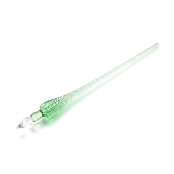 Skleněné namáčecí pero vintage styl 17,8 cm sklo 0,7 mm hrot kaligrafické psaní podpisy kreslení inkoustové pero zelená