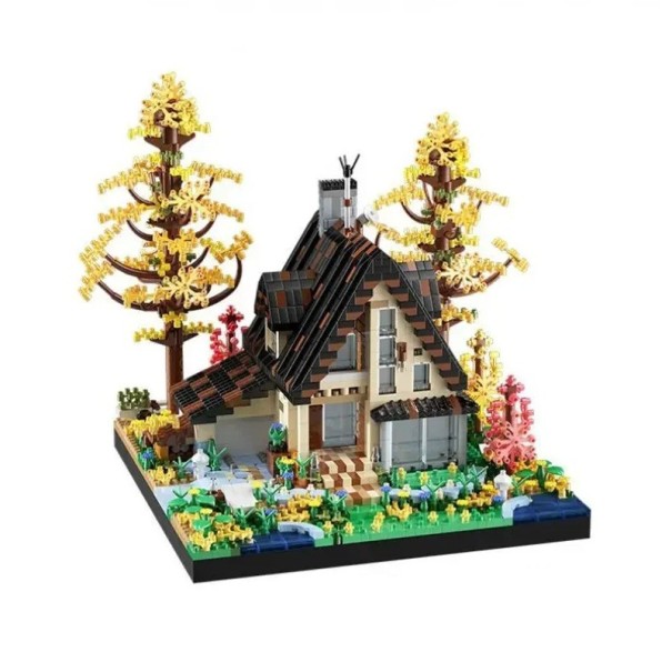 Skogsstugabyggsats 21,5 x 19 x 18 cm Hus i skogen 2635 st Stort byggsats för barn och vuxna Detaljerad timmerstugamodell Kreativt kul 1