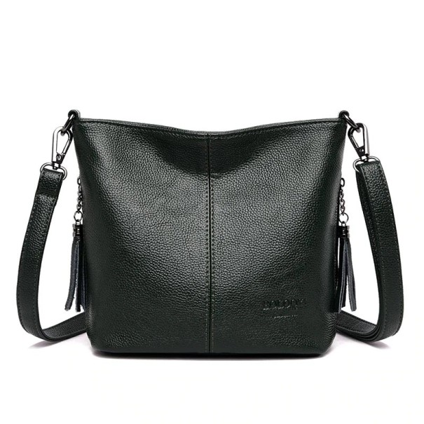 Skórzana torebka damska crossbody M683 ciemnozielony