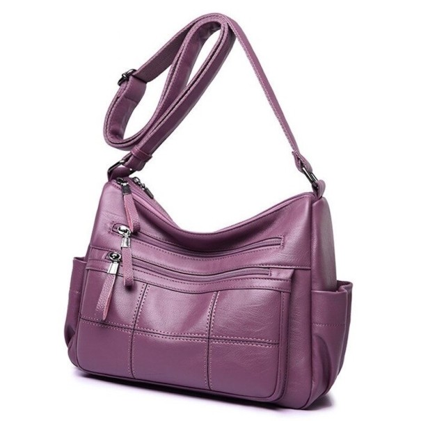 Skórzana torebka damska crossbody M729 jasny fiolet