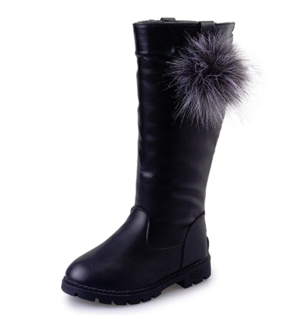 Skórzane buty dziewczyny z pomponem czarny 29,5