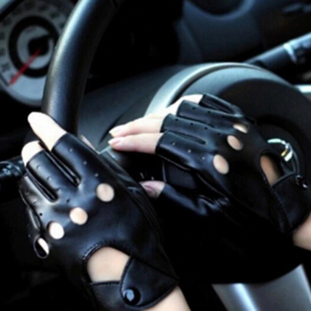 Skórzane rękawiczki damskie bez palców 1