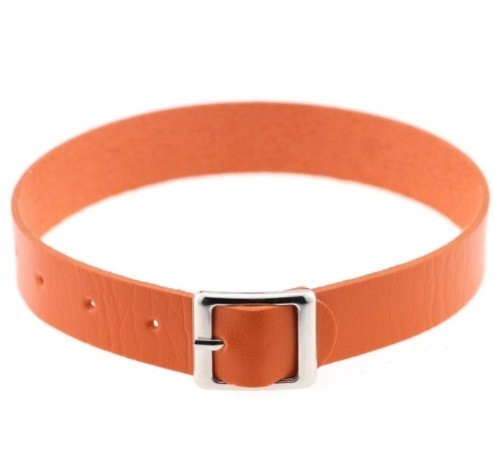 Skórzany choker podobny do paska z klamrą J3501 pomarańczowy