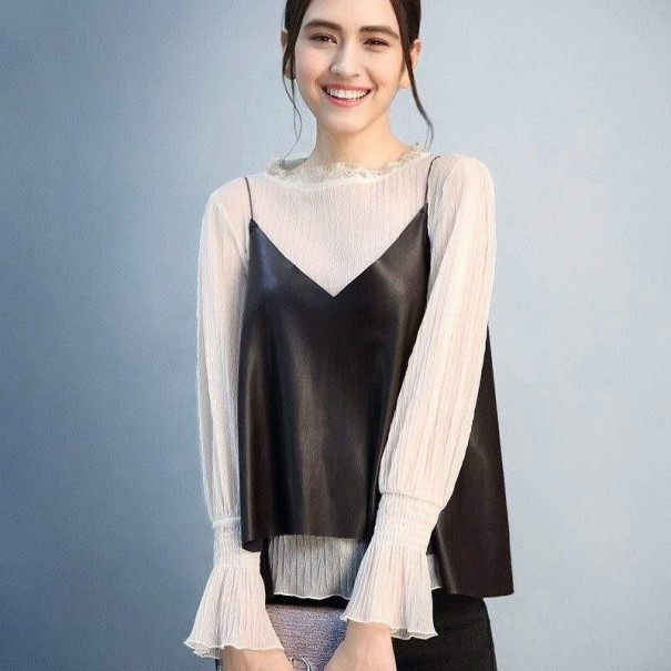 Skórzany top damski P2462 3XL
