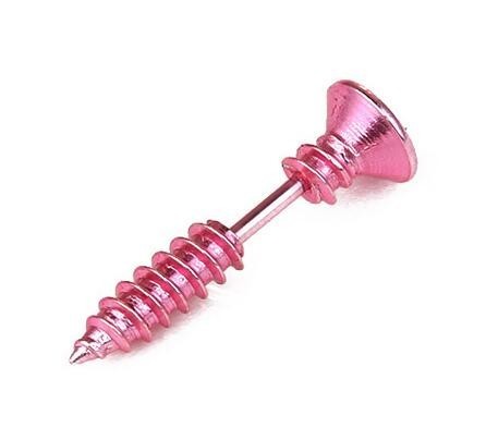 Skruvformade örhängen för män J3241 rosa