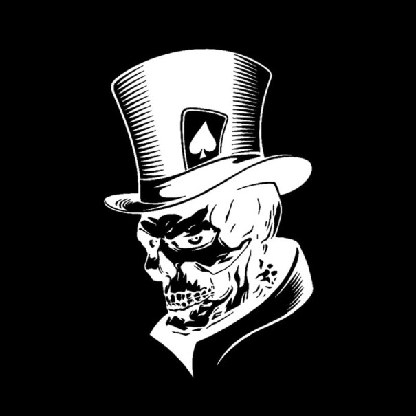 Skull bil klistermärke L3 vit