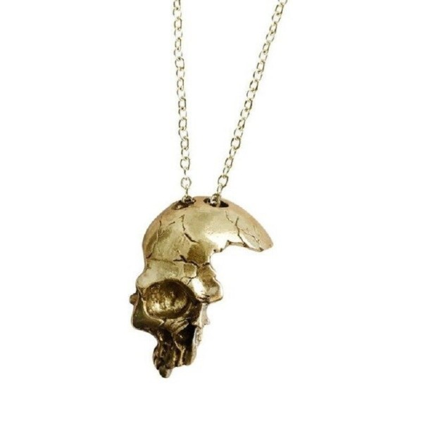 Skull halsband för män C1110 guld