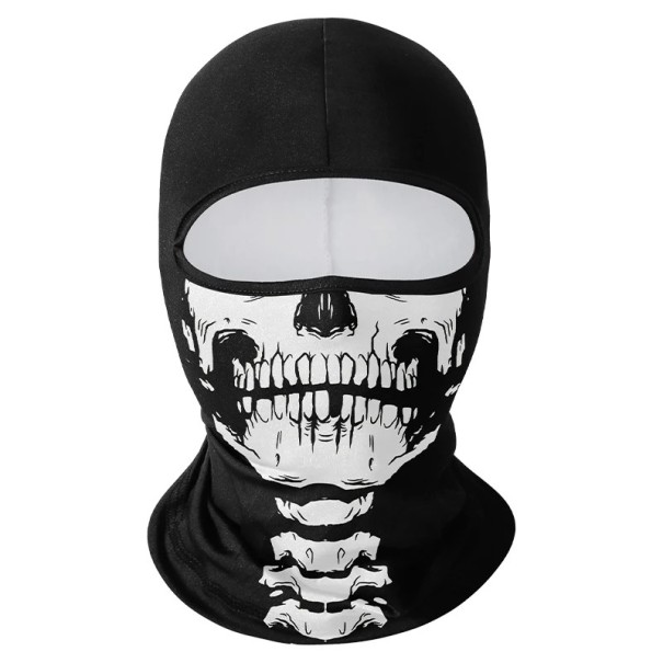 Skull Pattern Balaclava 42.5 x 23 cm Black Polyester Face Protection Against Sun and Dust for Sports and Outdoor 1
