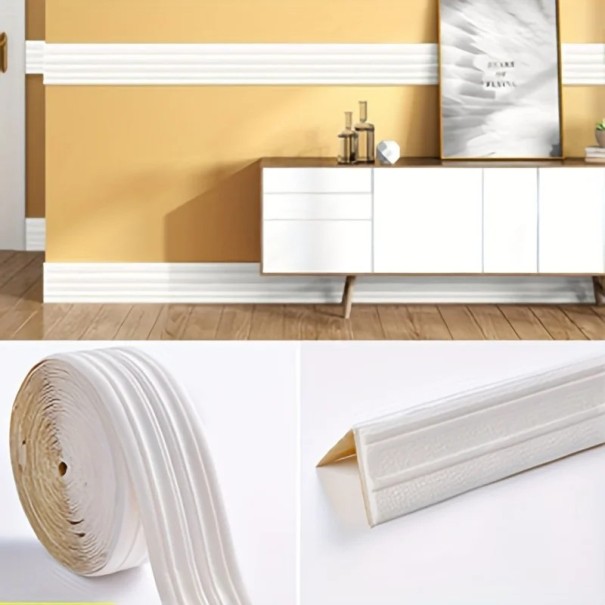 Skumvägglist 230 x 14 cm XPE vattentät självhäftande dekorativ list skyddspanel för vägg vit