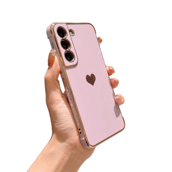 Skyddsfodral till Samsung Galaxy S21 med hjärta rosa