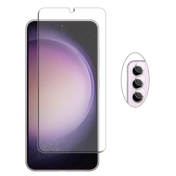 Skyddshärdat glas för displayen och skyddsfilm för kameran för Samsung S23 Plus 2 st 1