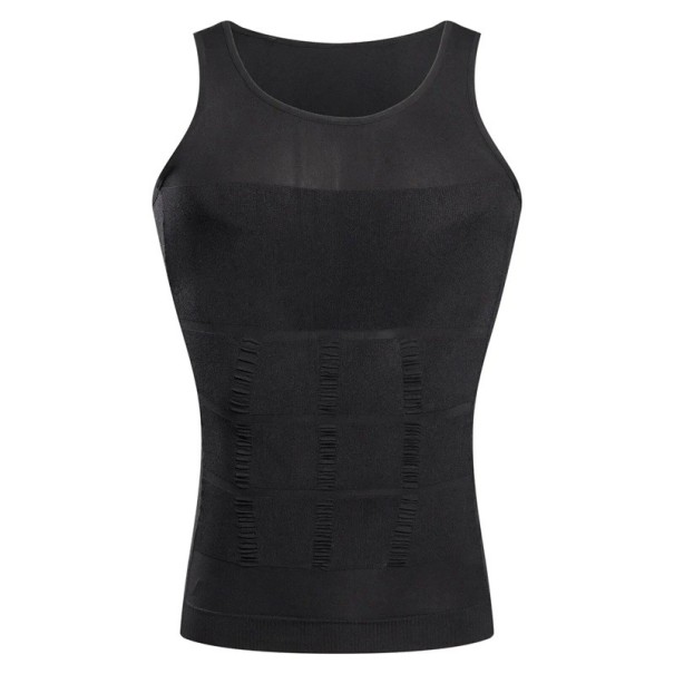 Slankekompressionsvest Herrekropsformende tanktop Herreformende tøj Sømløs slankevest Holdningsfitnesstanktop sort M