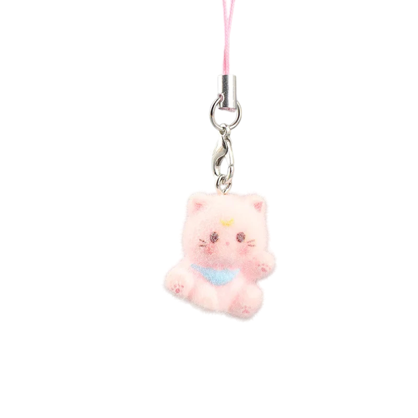 Sleutelhanger 2 x 2,4 cm Fluffy Katjes Sleutelhanger Rugzak Handtas Mini Pluche Decoratie Schattig Cadeau voor Kattenliefhebbers roze