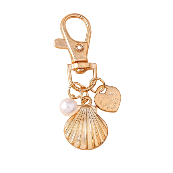 Sleutelhanger 6 cm Zinklegering Schelp en Hart Metalen Sleutelhanger voor Handtas Rugzak Zomer Romantisch Modeaccessoire Cadeau 1