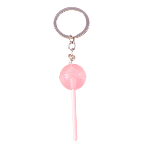 Sleutelhanger met lolly 12 cm Hars sleutelhanger Zoete snoepdecoratie voor rugzak handtas cadeau voor kinderen en volwassenen roze