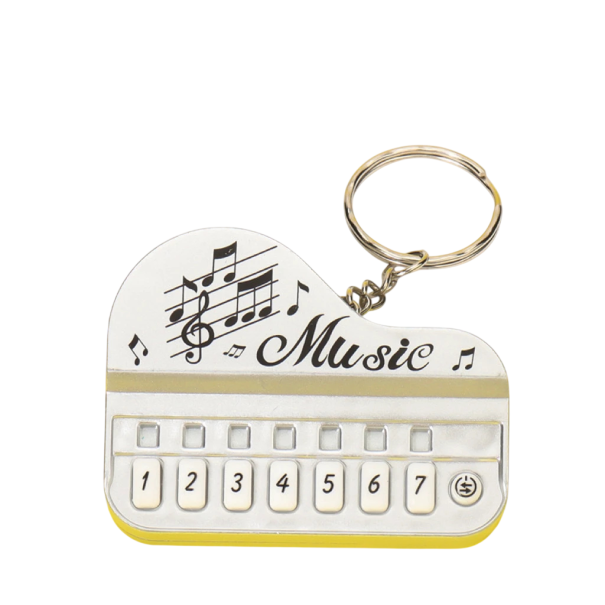 Sleutelhanger met mini elektronisch piano 6,2 x 4,8 x 2,5 cm ABS Muzikale sleutelhanger Piano met knoppen Leuk accessoire zilver