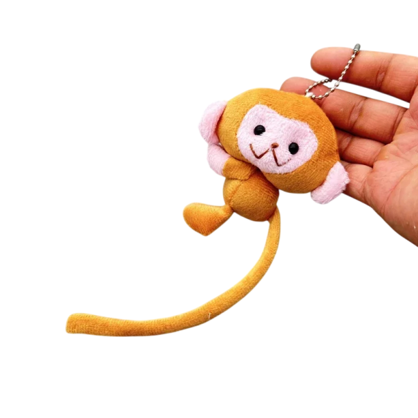 Sleutelhanger met pluche aap 9 x 25 cm Zachte pluche sleutelhanger Versiering voor sleutels rugzak handtas Schattig cadeau bruin