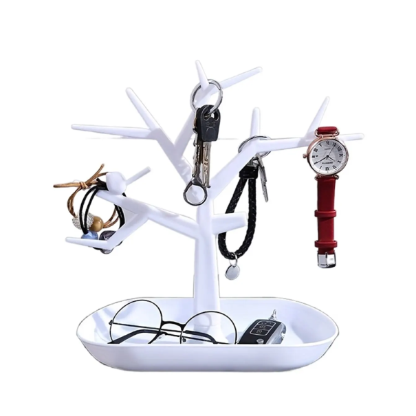 Sleutelhanger met schaal in de vorm van een boom 23,5 x 11,8 x 27 cm Decoratieve sleutelhanger en kleine spullen Thuisorganizer voor de hal wit