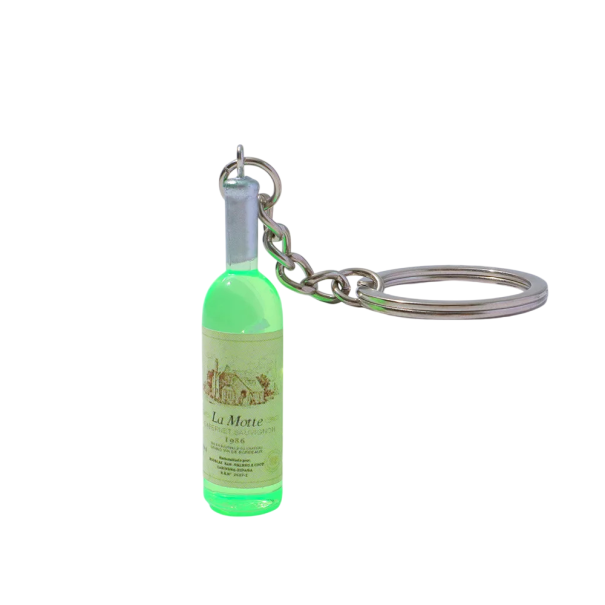 Sleutelhanger met wijnfles 5 cm Plastic mini fles Versiering voor sleutels rugzak handtas Origineel cadeau voor wijnliefhebbers groen