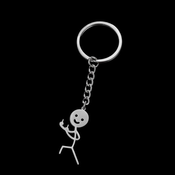 Sleutelhanger Stickman 20 x 38 mm RVS Grappige metalen sleutelhanger Minimalistische accessoire voor rugzak en tas 1