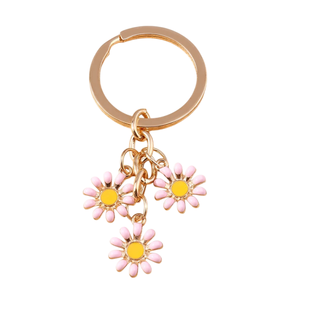 Sleutelhanger Zinklegering Bloemenpatroon Metalen Sleutelhanger met Bloemen Elegante Decoratie voor Sleutels Handtas Rugzak Cadeau roze