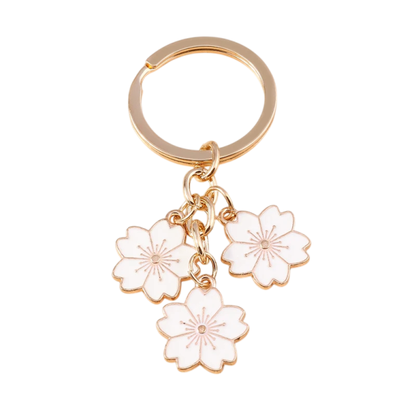 Sleutelhanger Zinklegering Bloemmotief Metalen Sleutelhanger voor Sleutels Handtas Rugzak Elegante Decoratieve Accessoire wit