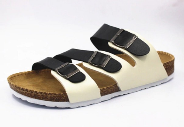 Slippers met bandjes zwart-wit 37