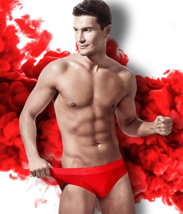 Slips confortáveis para homem A845 vermelho XS