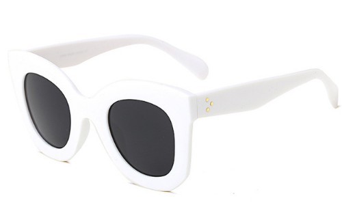 Slnečné retro okuliare so širokými obrúčkami J2967 biela