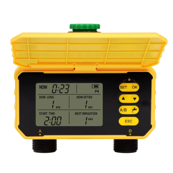 Słoneczny automatyczny timer nawadniający z wyświetlaczem LCD USB C ładowanie 2 wyloty Inteligentny system nawadniania ogrodu kwiatów 1