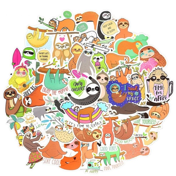 Sloth Stickers 50 pcs 1