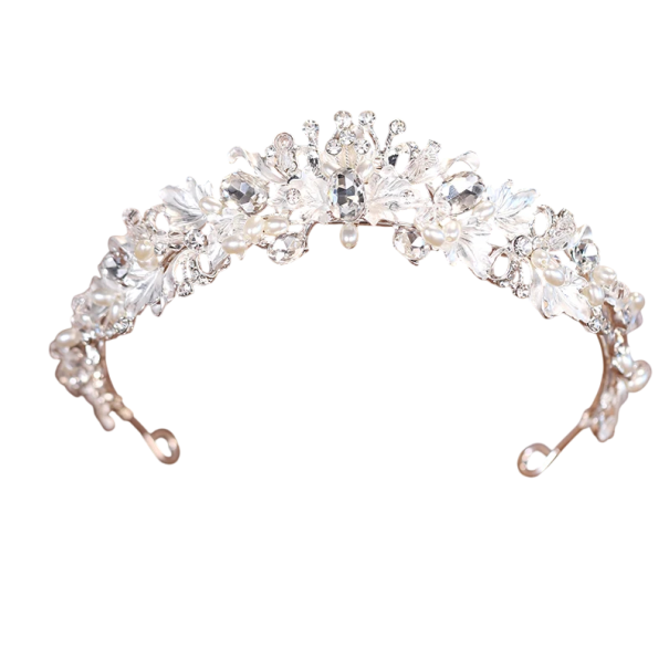 Ślubna damska korona do włosów 13 x 4,5 cm Elegancka ozdoba do włosów dla panny młodej Delikatna opaska ślubna srebrny