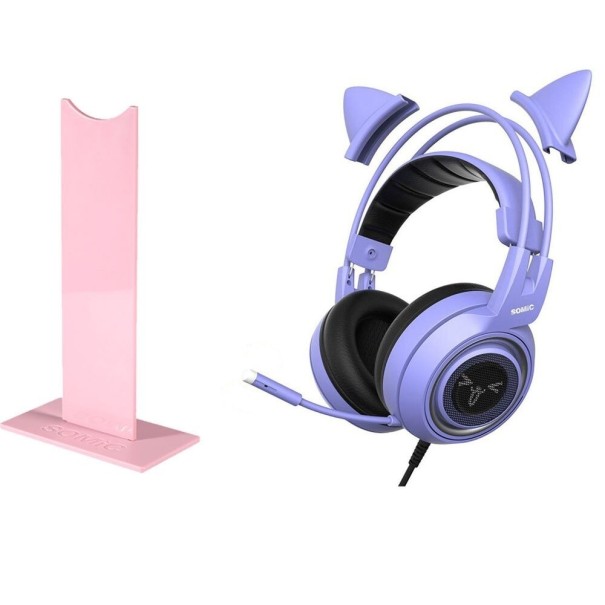 Słuchawki gamingowe z podstawką K1794 różowy