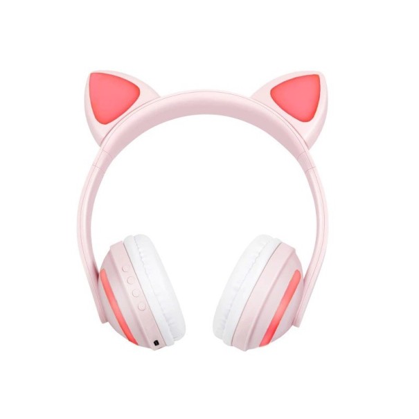 Słuchawki z uszami podświetlanymi diodami LED różowy