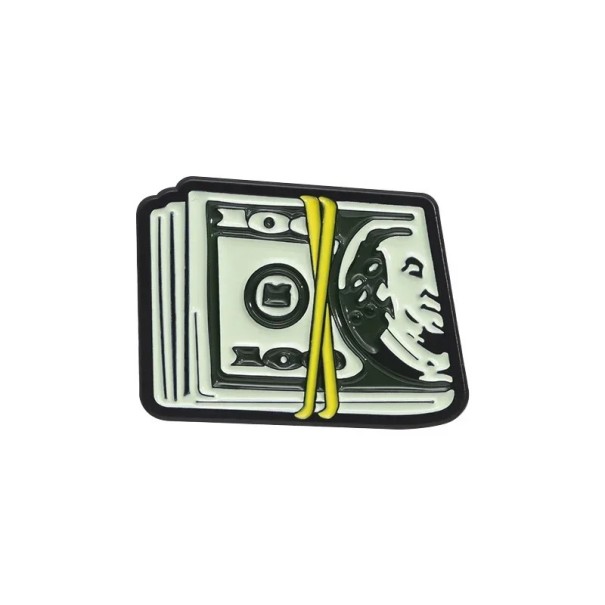 Smaltált pin bankjegycsomag pénz motívum fém brosche zöld fekete fehér kitűző ruházatra hajtókára hátizsák kiegészítő 1