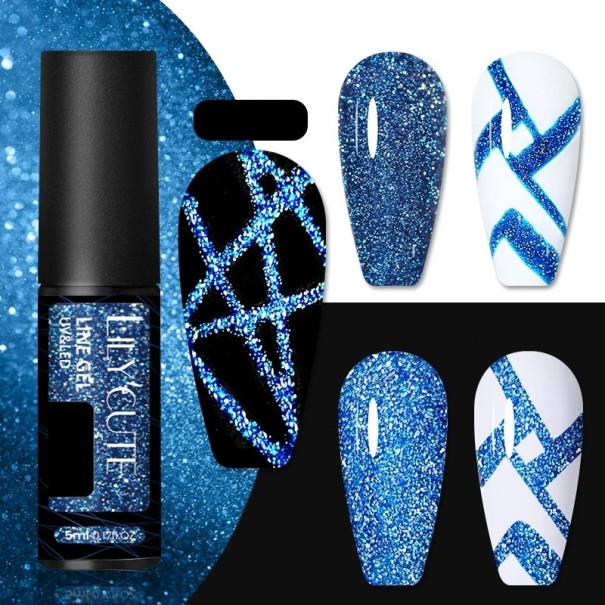 Smalto per unghie scintillante per creare linee sottili Smalto decorativo in gel per unghie con glitter Smalto gel duraturo con pennello sottile e affilato 8