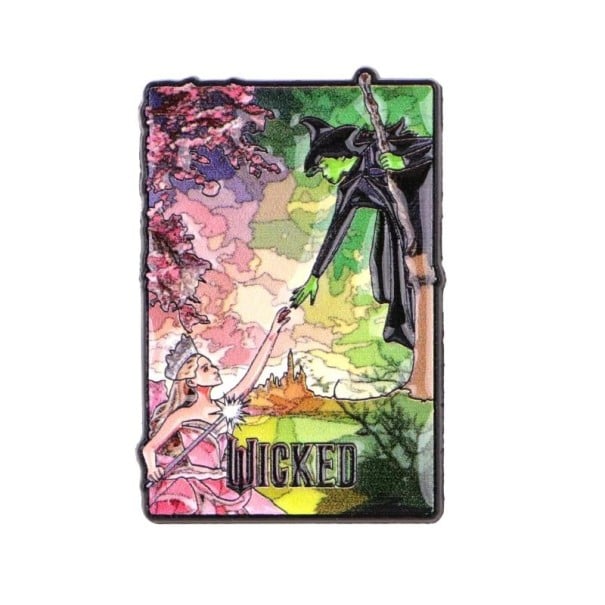 Smaltovaná brošňa čarodejnica a princezná motív Wicked cca 3,6 x 2,4 cm kovový odznak viacfarebný kreslený doplnok na batoh oblečenie 1