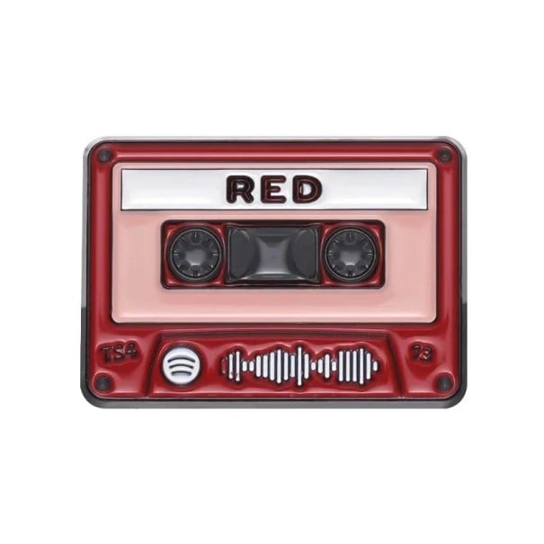 Smaltovaný pin hudobná kazeta RED kovová brošňa červená retro odznak na klopu batoh tašku šperk s hudobným motívom 1