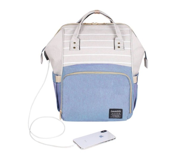 Smart Changing Backpack with USB light blue