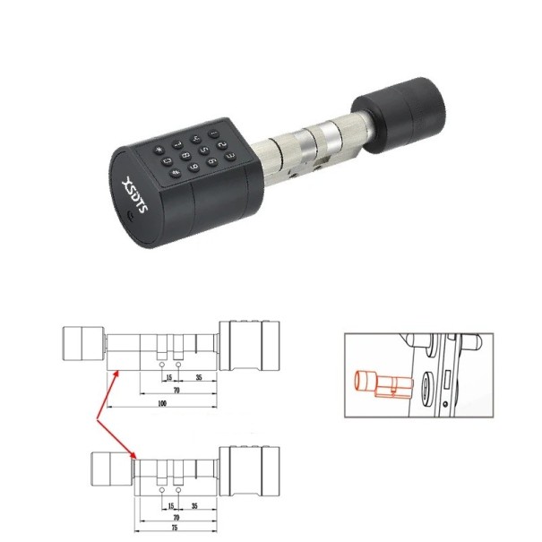 Smart Cylinder Door Lock WiFi Fingerprint Bluetooth App Keypad IC Card USB Emergency Power for Flat black
