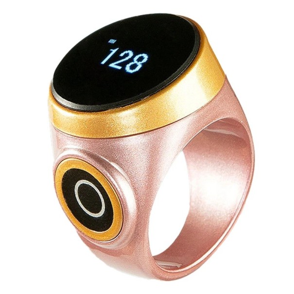 Smart digital fingertæller med touchskærm, Bluetooth, vandtæt, USB-opladning, bønnetid, salmetæller rosa