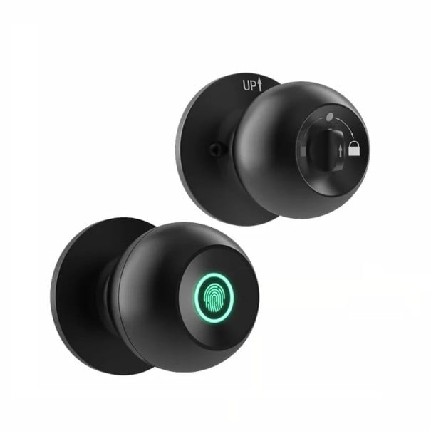 Smart dörrlås med fingeravtryck Bluetooth USB-C Tuya app elektronisk dörrhandtag med mekanisk nyckel för hemmet svart