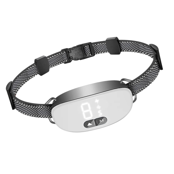 Smart hundhalsband för skällande träning, uppladdningsbart anti-skallhalsband, justerbart elektroniskt halsband, ljud- och vibrationsskydd vit