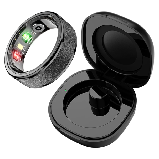 Smart Ring COLMI R10 with Oxygen, Sleep and Calorie Monitoring Waterproof Titanium Ring with Case Pedometer Fitness Accessory black 7